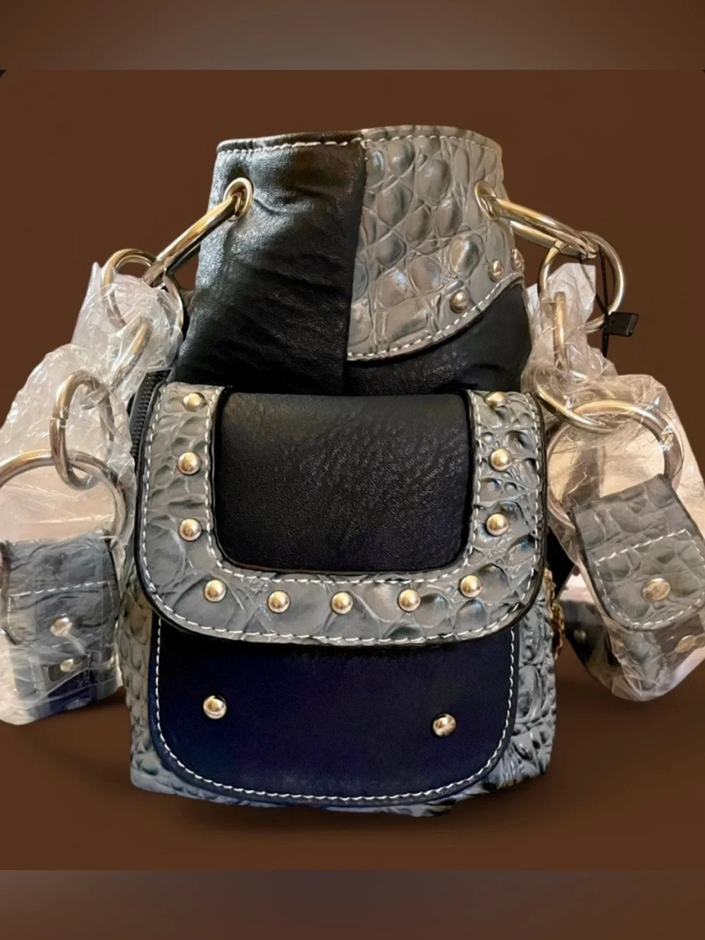 NWT Cowgirl Trendy Western Concealed Carry Purse Handbag Charcoal Bling CAO 8469